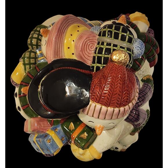 Fitz and Floyd Classics Cookie Jar Frosty Folks with Dog 1995 Adorable!! - Picture 6 of 8